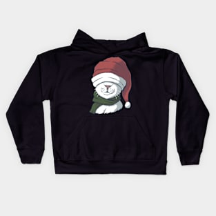 Christmas Cat with Hat Kids Hoodie